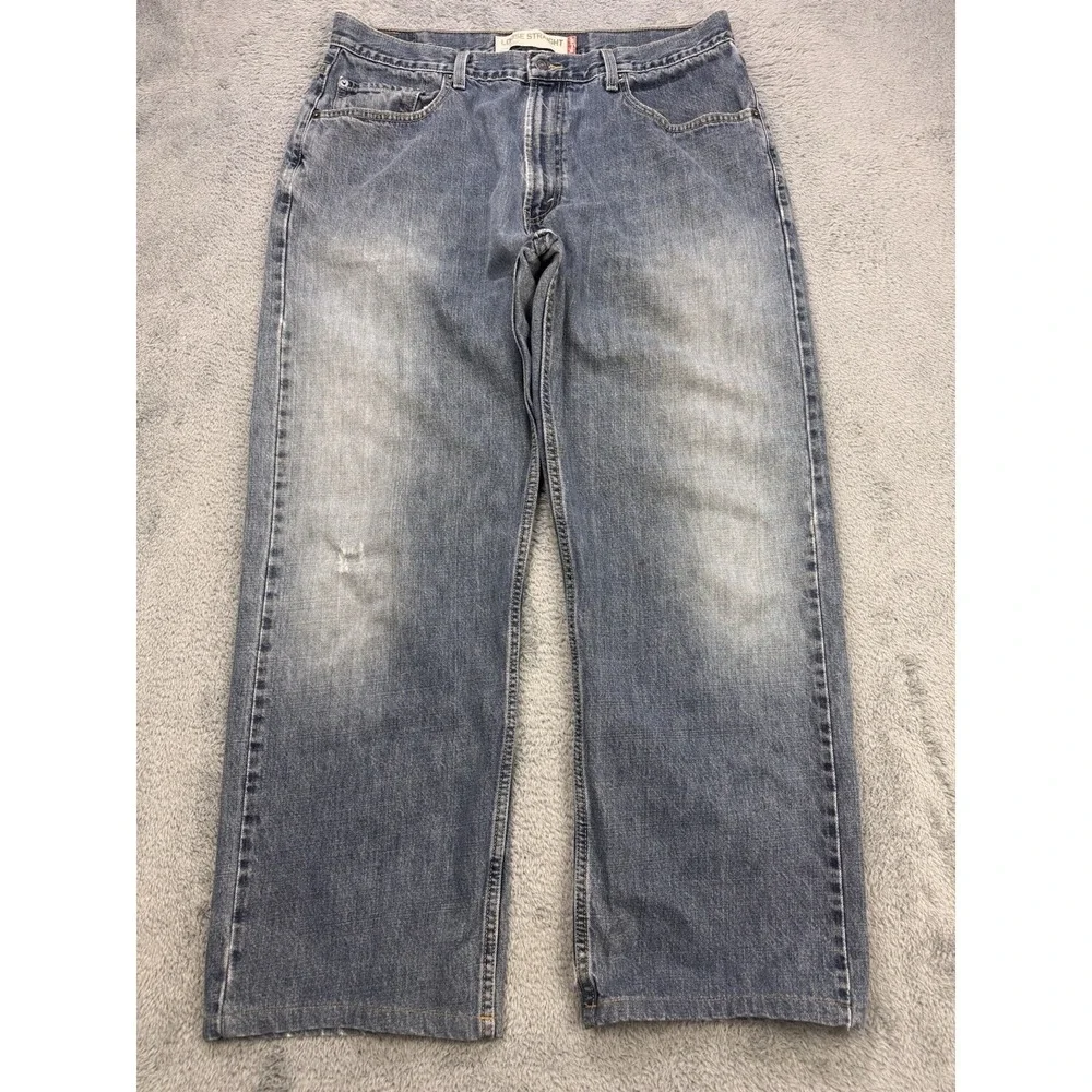 VTG Levis 569 Jeans Men‎ 36x32 Blue Loose Baggy Straight Distress Denim Y2K 04'